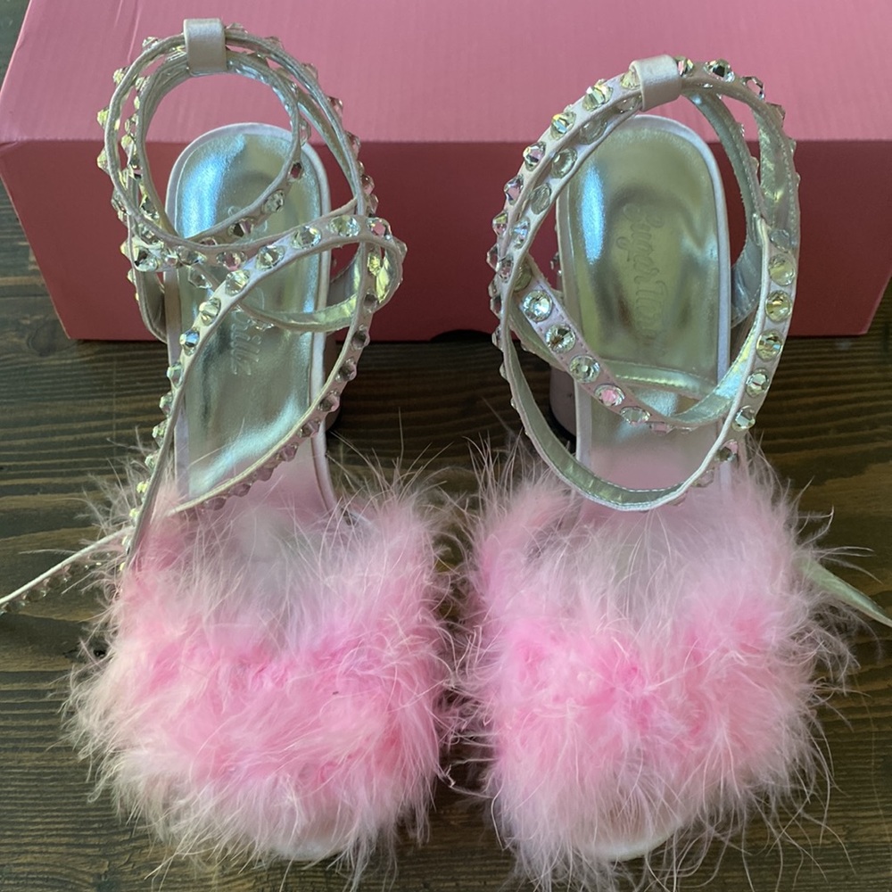 Sugar Thrillz Rose Boudoir Baby Fluffy Heels Pink 7